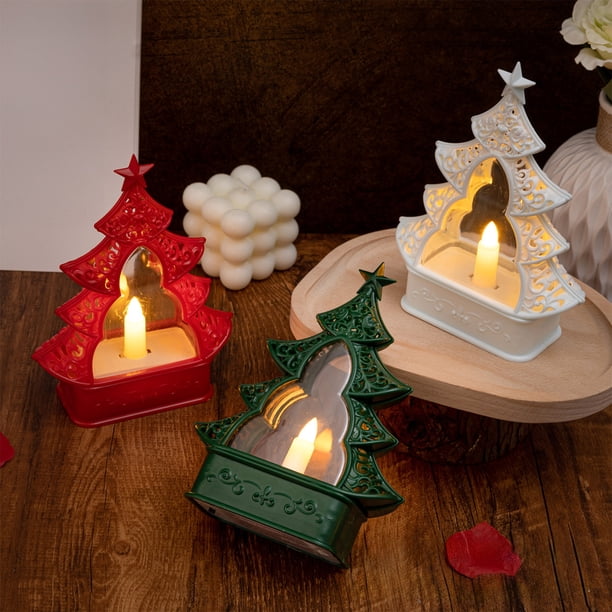 Árbol de Navidad de Plástico con Luces Led Decorativas para Fiestas, Adornos de Escritorio y Decoración Navideña.