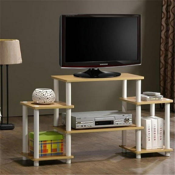 Turn-N-Tube No Tools Entertainment Center, Beech & White - 22.85 x 41.5 x 11.6 in.
