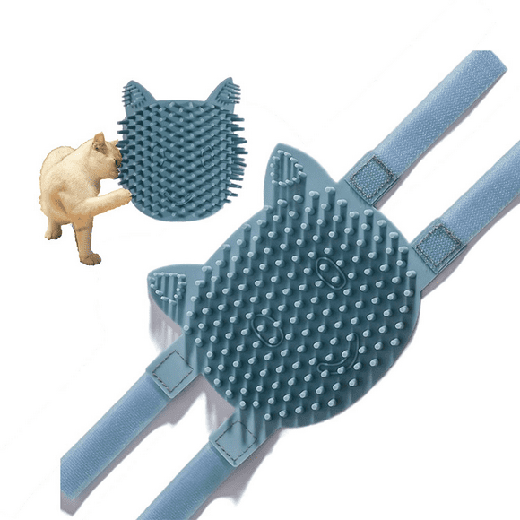 Cat Pet Self Grooming Comb Brush - Multipurpose cat massage glove tool for kittens and puppies. Silicone needle for easy hair removal (Large Blue)