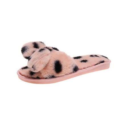 

Rotosw Women Cozy Slipper Plush Breathable Slip On Open Toe Casual Household Bedroom Soft Slides Shoes