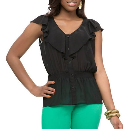 Miss Tina Kerchief Smock Waist Blouse