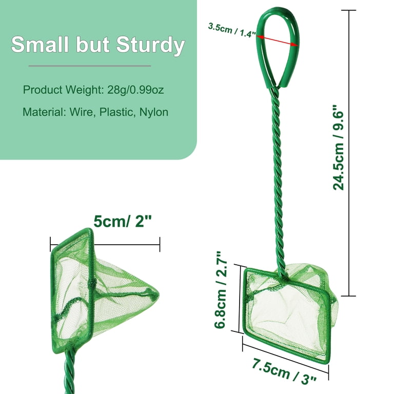Global Bargains 3" x 2.7" Portable Handle Landing Net Fishing Fish Angler Mesh Aquarium Fish Tank Goldfish Shrimp