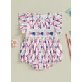 thumbnail image 3 of BemeyourBBs Baby Girl 4th of July Romper Ruffle Sleeveless Bow Embroidery Bodysuit, 3 of 9