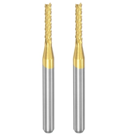 

Uxcell 1/8 Shank 1.8mm x 9mm Titanium Coated Carbide Left Hand End Mill CNC Router Bits 2 Pack
