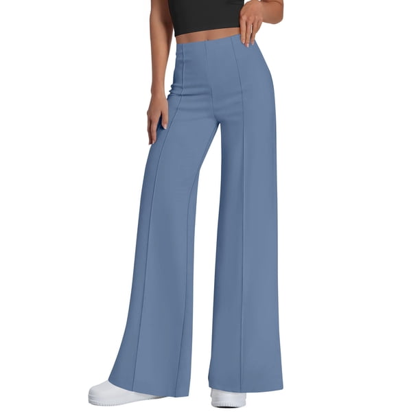 Pantalones Palazzo de Pierna Ancha para Mujer PRETTYGARDEN Gris Azul Talla S