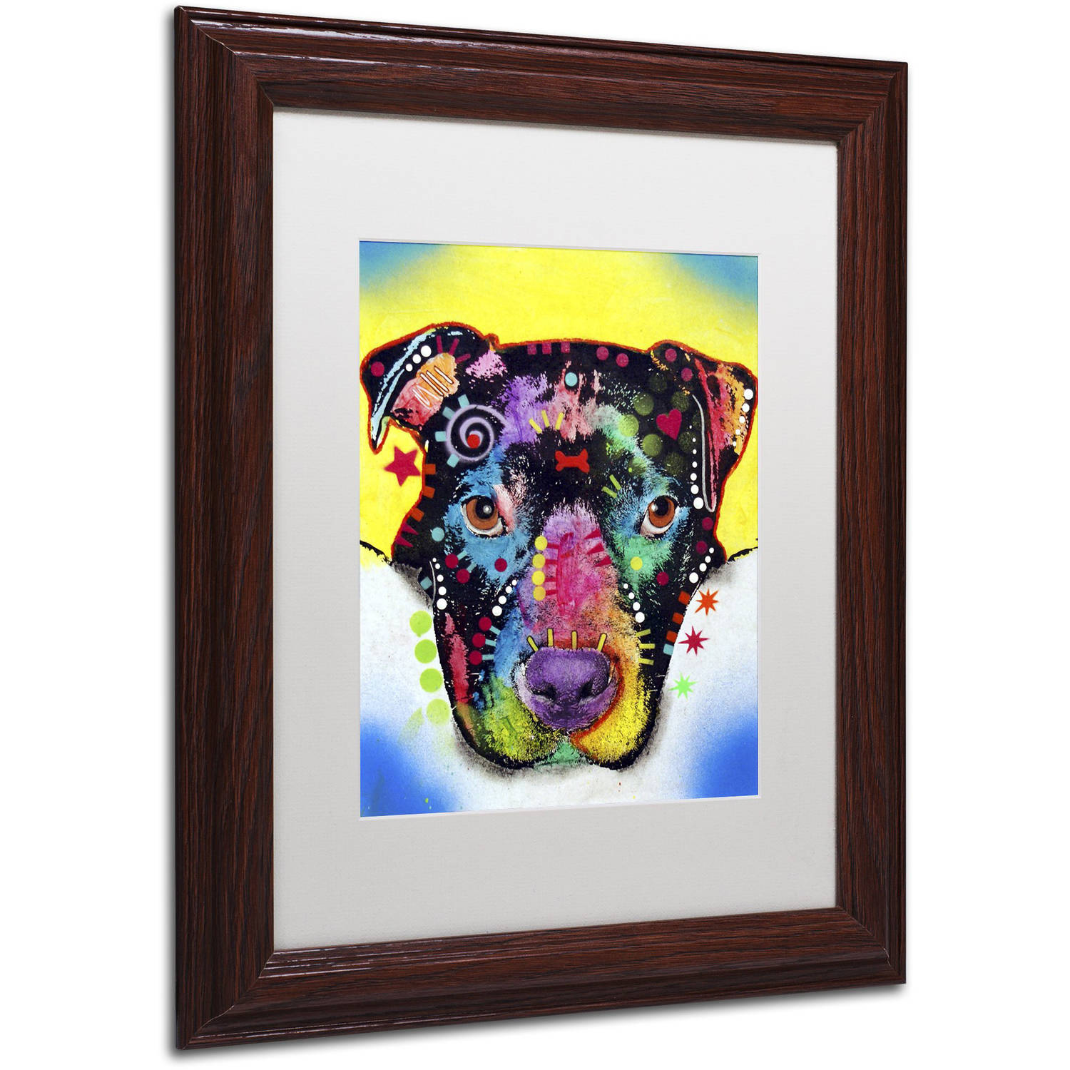 Trademark Fine Art "Otter Pitbull" Canvas Art by Dean Russo, White Matte, Wood Frame