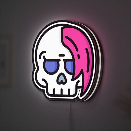 Skull with Hair 3D Novelty Light Box for Halloween Parties Fun Spooky Accent for Costume and Theme Event Lovers (Width 12 inch 30cm)