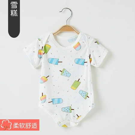 

QWZNDZGR Baby Fart Wrap Summer Thin Newborn Baby Clothes Short Sleeve Romper Triangle Climbing Baby Bodysuit Outdoor Clothes