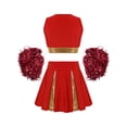 thumbnail image 2 of MSemis Kids Girls Cheerleader Outfits Cropped Tops Pleated Mini Skirt with Pom Poms,Size 6-14 Red 6, 2 of 6