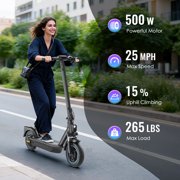 EggKing 500W Electric Scooter for Adults,10 Tire,500W Powerful Motor & 25MPH Top Speed,28 Miles Long Range,Folding E Scooter with Dual Shock Absorption,Dual Braking,App Blue