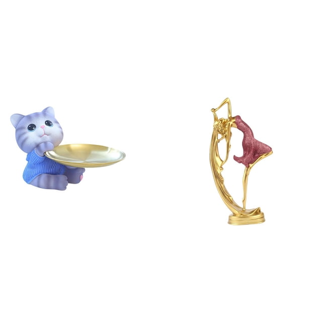 Bandeja De Resina Con Estatua De Gato Bailarina Moderna Para Decoración Del Hogar, Mesa De Comedor, Armario, Estante, Joyería, Aperitivos Y Escritorio De Oficina, Decoración De Dormitorio,