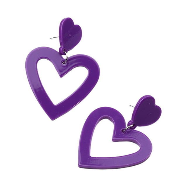 mmirethe Heart Earrings Set Gifts For Multiple Colors Available Stylish And Versatile Purple