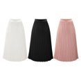thumbnail image 4 of Qarigey plisada de cintura alta - Opción para mujeres de moda Faldas largas negra midi larga rosa Prendas para la parte inferior del cuerpo rosa,1 s, 4 of 6