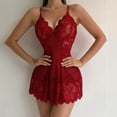 thumbnail image 5 of Zuwimk Lingerie For Women,Women Lingerie Lace Strap Chemise Mesh Baby Doll Lingerie V neck Sleepwear Red,XXL, 5 of 5