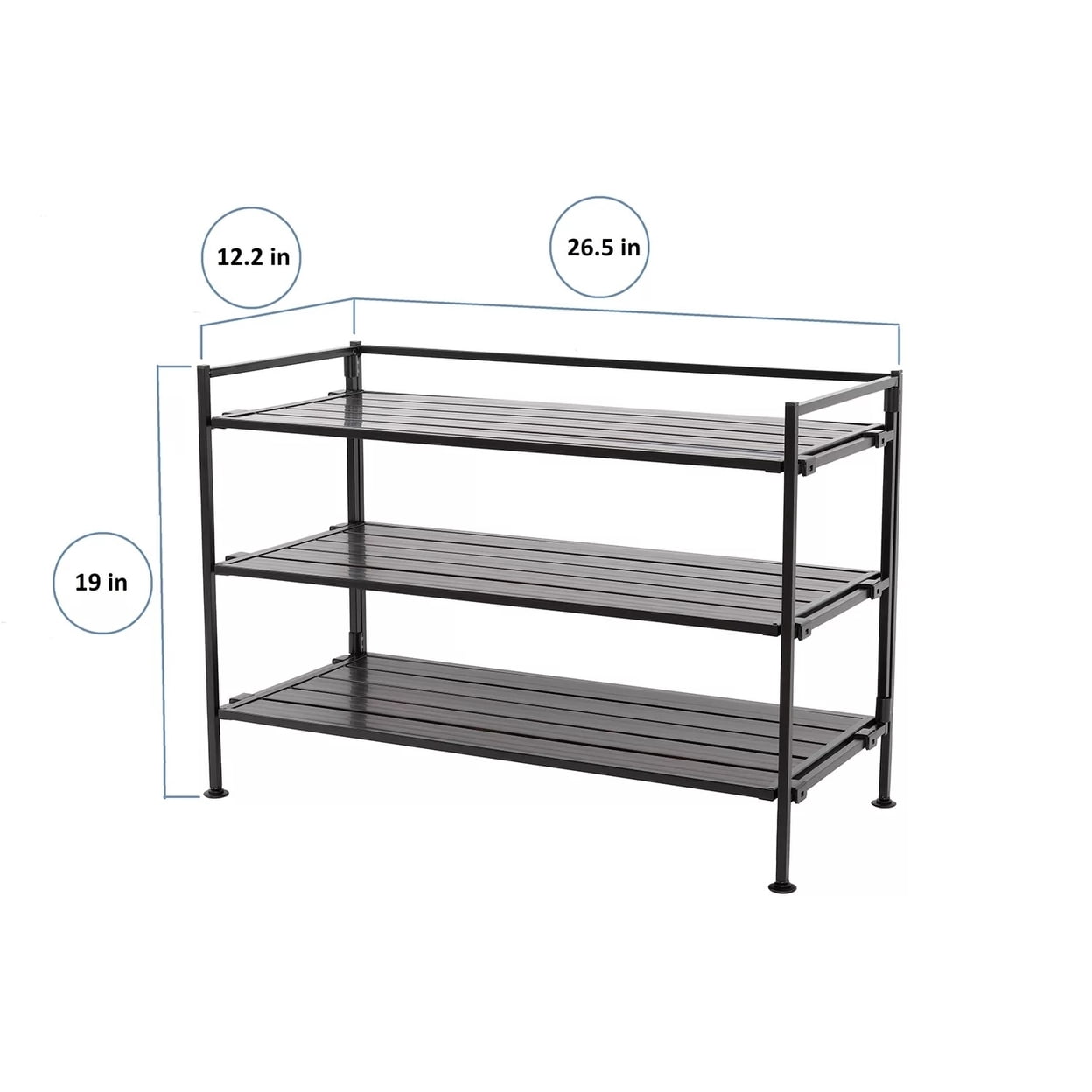 Seville Classics 3-Tier Stackable Interlock 12-Pair Resin Slat Sturdy Metal Frame Shoe Storage Rack Organizer, Espresso Slat