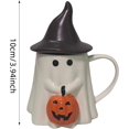 thumbnail image 4 of Ceramic ghost mug, Halloween Creative Spooky Cup with Cute Face, Cute Mug for Men, Women & Teens - Microwave & Dishwasher Safe (With gold border), 4 of 13
