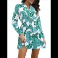 thumbnail image 2 of Vestidos de Otoño 2025 para Mujer, Vestido Floral con Escote en V, Cintura Trenzada, Larga, Bohemio, Fluido, Minivestido de Corte A. Verde XL, 2 of 10