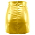 thumbnail image 5 of KHONTS Women's Casual Plain Skirts Pleat PU Leather Bodycorn Mini Skirts Yellow XL, 5 of 9