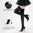 thumbnail image 2 of Women's Satin Bows Thigh High Stockings Hold-ups Snag-Resistant Knee High Long Socks, 2 of 12