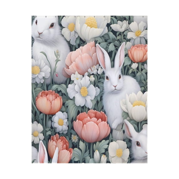 Luoshdecor Easter Themed Shower Curtain, Waterproof Bathroom Decor for Spring Home Holiday Decor