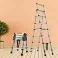 thumbnail image 2 of 6+7 Step Ladder Telescoping Ladder 6.5FT Portable Multi-Purpose Folding Ladder Aluminum Heavy Duty Extension Telescopic Ladder Convenient Handgrip Widened Pedal Safety Lock 330lb Max Load Easy to Use, 2 of 18