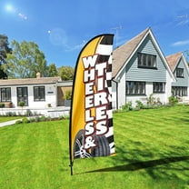 QSUM Wheels & Tires Feather Flag Kit,7FT  Tire Shop Advertising Banner,Auto Repair Shop Business Signs