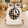 thumbnail image 3 of Erosebridal Leopard Print 8 Ball Playing Card Print Full Size Sheets, Sports Monogram Bed Sheets for Kids Boys and Girls, 1 Flat Sheet, 1 Fitted Sheet and 2 Pillowcases, 3 of 6