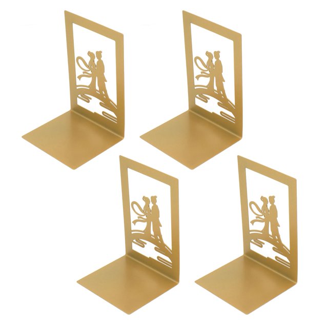 Metal Bookends, Bookends 4pcs Classic Black Advanced Stamping With Anti Slip Foam Pads For Books For CD For Magazine Meeting On Bridge