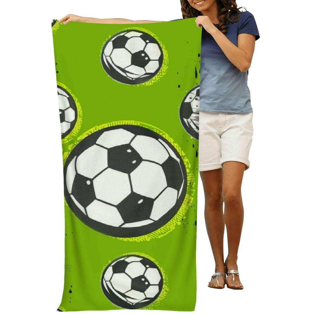 PHYHOO Soccer Beach Towel Oversized Microfiber Sand Free Beach Towel Quick Dry, Football Lightweight Pool Towels for Adults Travel Towel for Gym Yoga Camp Swim 30x60in