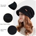 thumbnail image 4 of Women Slouchy Knit Hat, Winter Warm Fleece Lined Beanie Hat, Stretchy Skull Cap with Visor Brim, 4 of 5