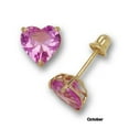thumbnail image 2 of 14k Yellow Gold 6mm Pink Love Heart CZ Birthday Basket set Screw Back Stud Earrings (12 Colors) (october)-Stud Earring f, 2 of 2