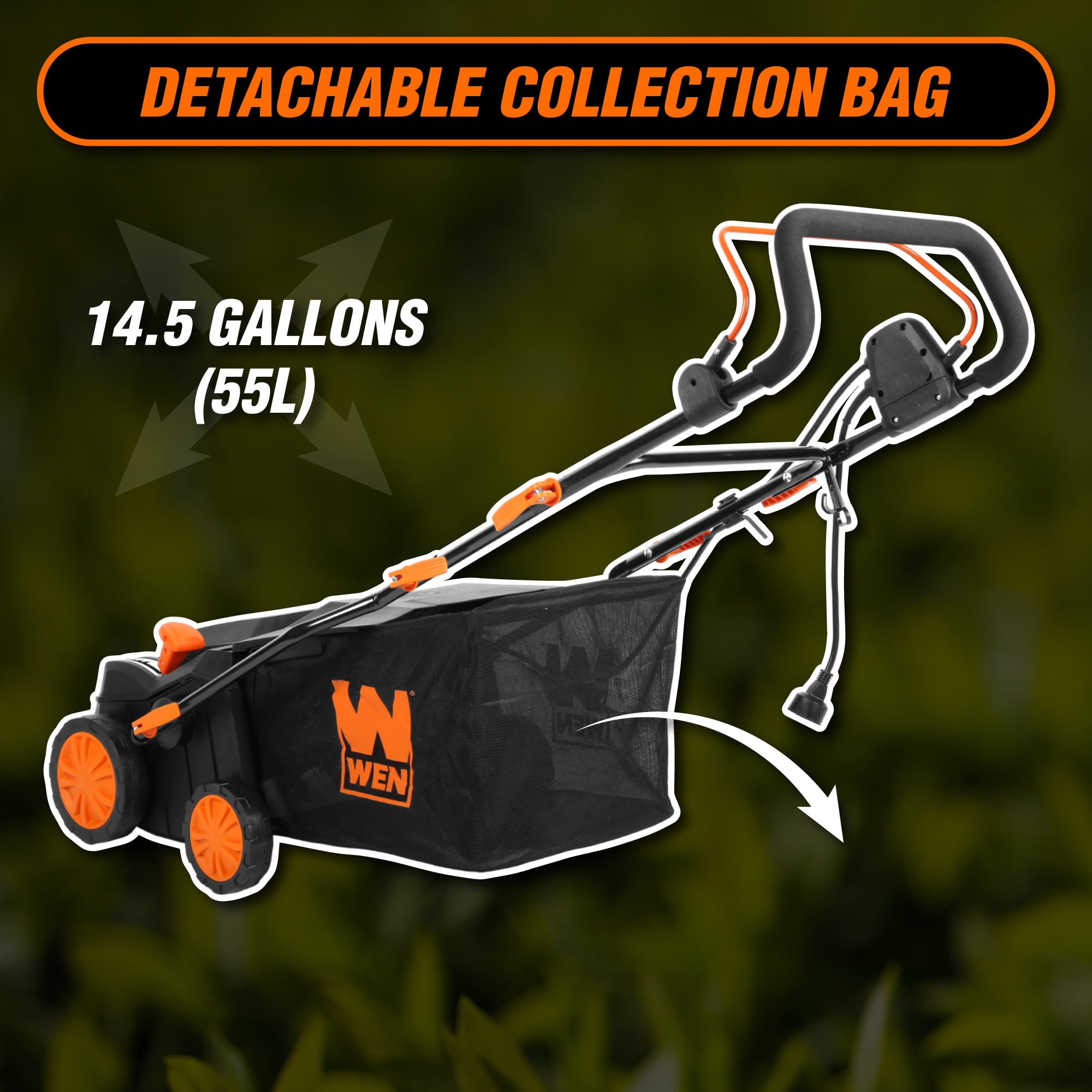 WEN 2 in 1 16” 15 amp Corded Electric Self Propelled Walk-Behind Dethatcher and Scarifier