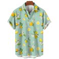 thumbnail image 3 of Camisa hawaiana con estampado de frutas y plátanos para hombre, camisas hawaianas con estampado 3D de limón y naranja, blusas casuales de calle con solapa, blusa holgada de manga corta, 3 of 5