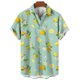 thumbnail image 3 of Camisa hawaiana con estampado de frutas y plátanos para hombre, camisas hawaianas con estampado 3D de limón y naranja, blusas casuales de calle con solapa, blusa holgada de manga corta, 3 of 5