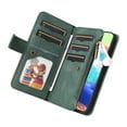thumbnail image 4 of Multifunctional Case for Samsung A71 5G,[RFID Blocking] 9 Credit Cards Holder with Wrist Strap, Premium PU Leather Zipper Wallet Purse Magnetic Flip Phone Cover for Samsung Galaxy A71 5G, Green, 4 of 12