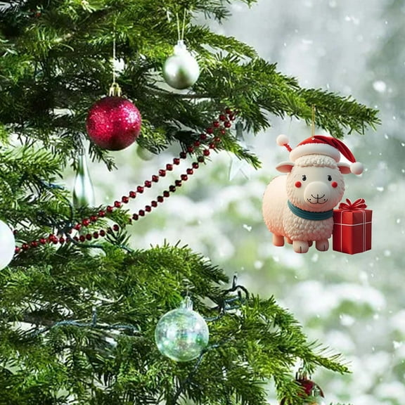 Steadline Christmas Sheep Ornament Acrylic Cute Sheep Christmas Ornament with Hanging Rope for Tree Decoration Wall Display Gift Giving and Festive Celebration