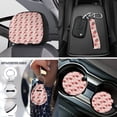 thumbnail image 4 of Uorisanigo Car Seat Cover Pink Strawberry Full Set 18 PCS Includes Steering Wheel Wrap Seatbelt Shoulder Pad Gear Shift & Handbrake Covers Arm Rest Cover Car Coasters Keychain Fit Most Cars, 4 of 7