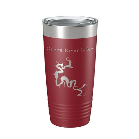

Green River Lake Map Tumbler Travel Mug Insulated Laser Engraved Coffee Cup Kentucky 20 oz Maroon