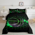 thumbnail image 2 of Erosebridal Neon Basketball Bedding Full Comforter Set, Gradient Green Hexagon Duvet Insert, Reversible 3pcs, 2 of 7