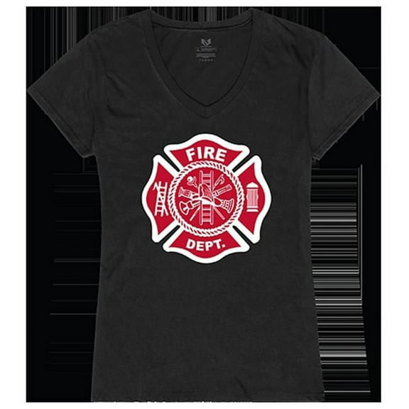 Rapid Dominance  Fire Department Graphic V-Neck T-Shirt, Black - Medium