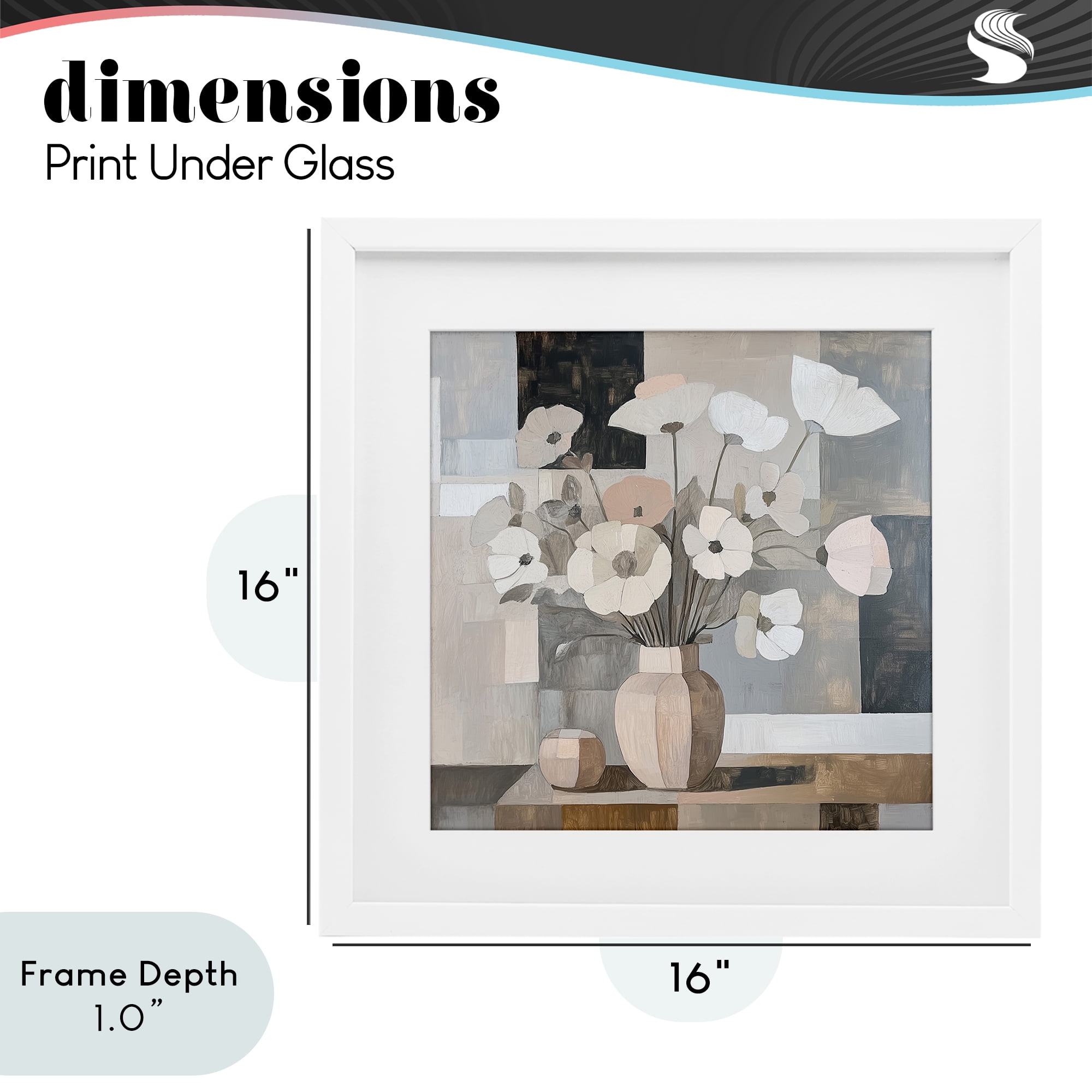 Stupell Industries Muted Pastel Poppies in Cubism White Framed Print Under Glass, design by Heidi Kuntz