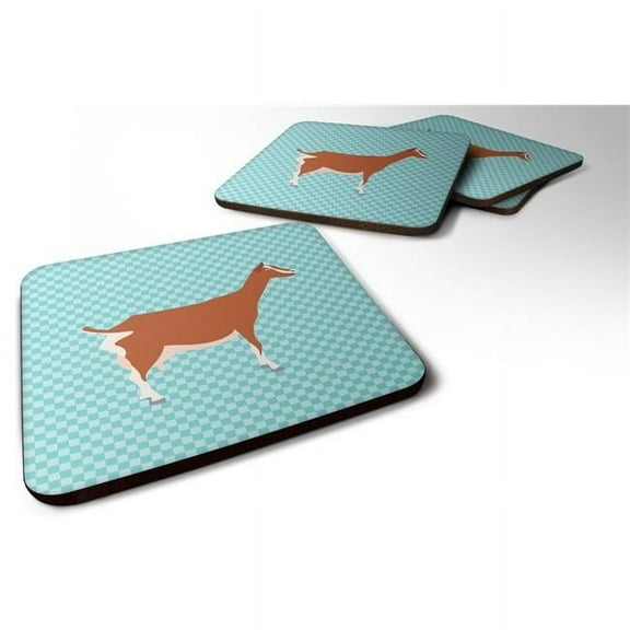 Toggenburger Goat Blue Check Foam Coaster, Set of 4