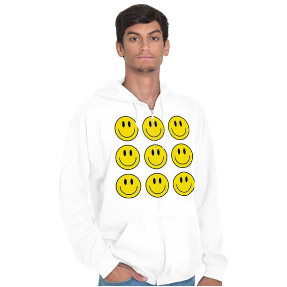 Positive Happy Faces Smile Emoticons Zip Up Hoodie Men's Women's Brisco Brands S