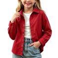 thumbnail image 5 of BLVB Toddler Baby Boys Girls Long Sleeve Button down Shirts Classic Collared Lightweight Jackets Kids Fall Clothes(Red,2-3Years), 5 of 7