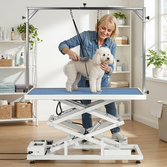 49 in Electric Dog Grooming Table, Heavy Duty Adjustable Lift Grooming Table for Large Dogs, Capacity 264LBS