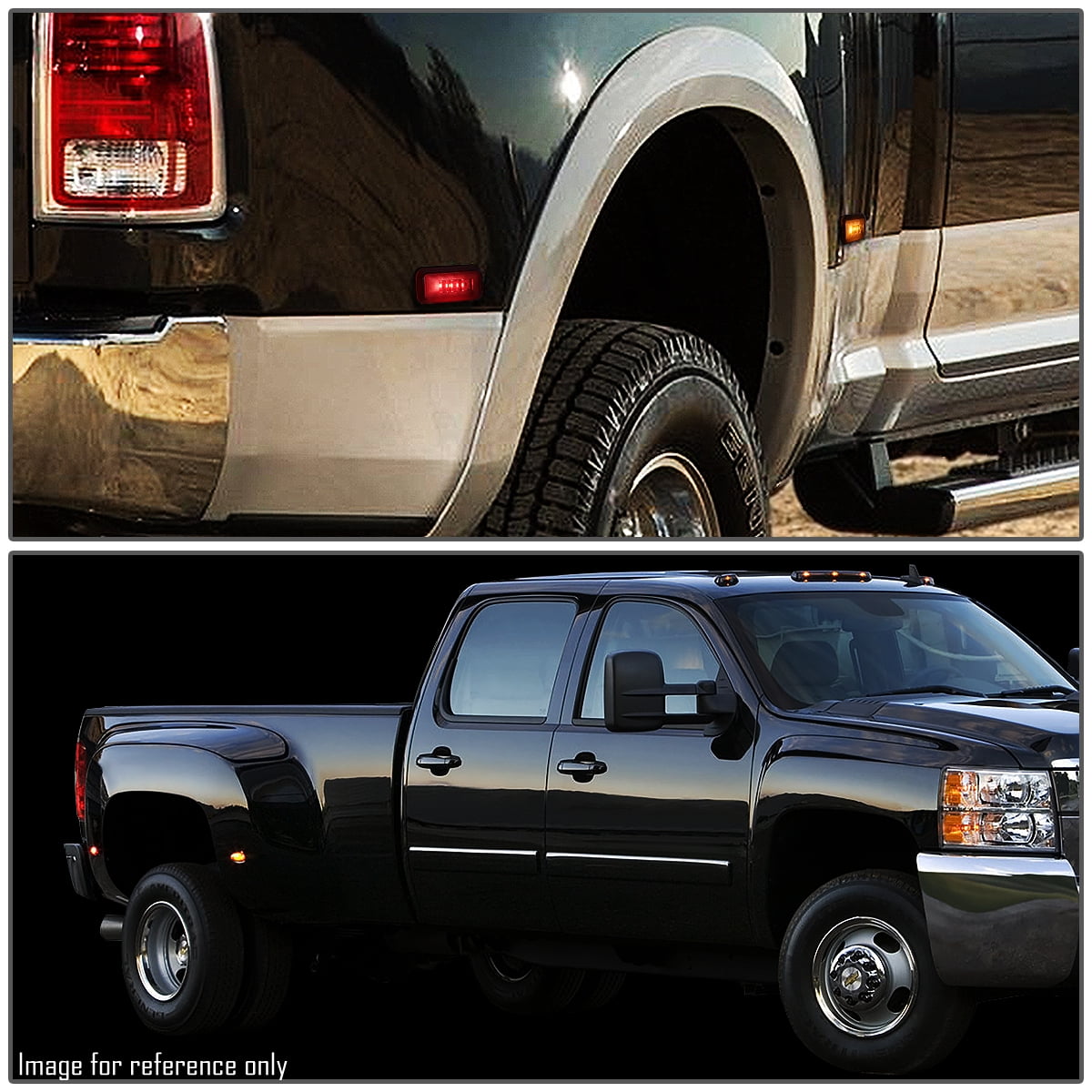 4Pcs Trailer Dually Bed Fender LED Side Marker Light for Chevy Silverado//GMC Sierra 2500HD 3500HD 15-19 Clear