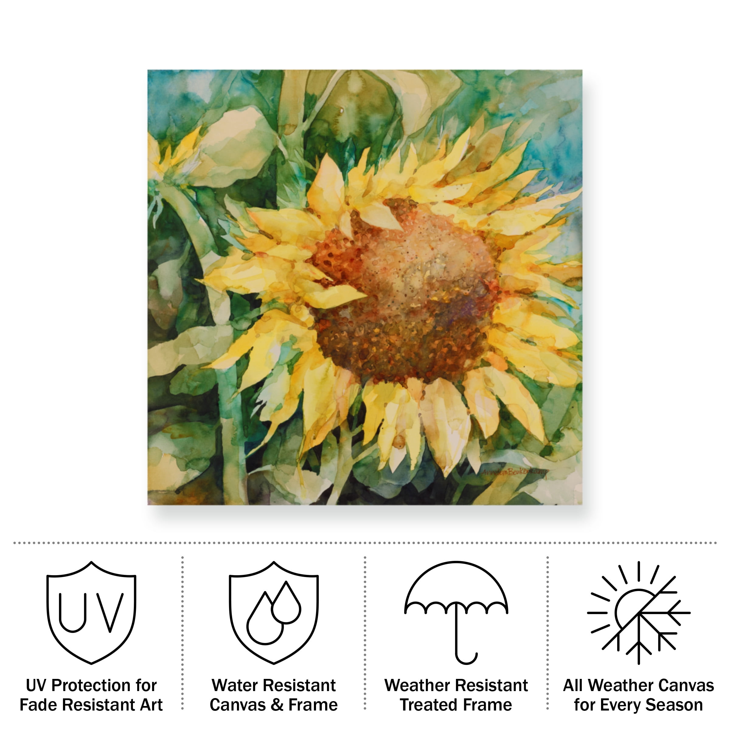 Annelein Beukenkamp 'Sunflower Centered' Outdoor Canvas 14x14
