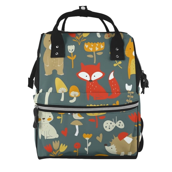 Kdxio Baby Diaper Backpack,Multi-Function Travel Backpack Nappy Bags,Nursing Bag, Fashion Mummy,Roomy Waterproof For Baby Care(Cute Animal Forest)