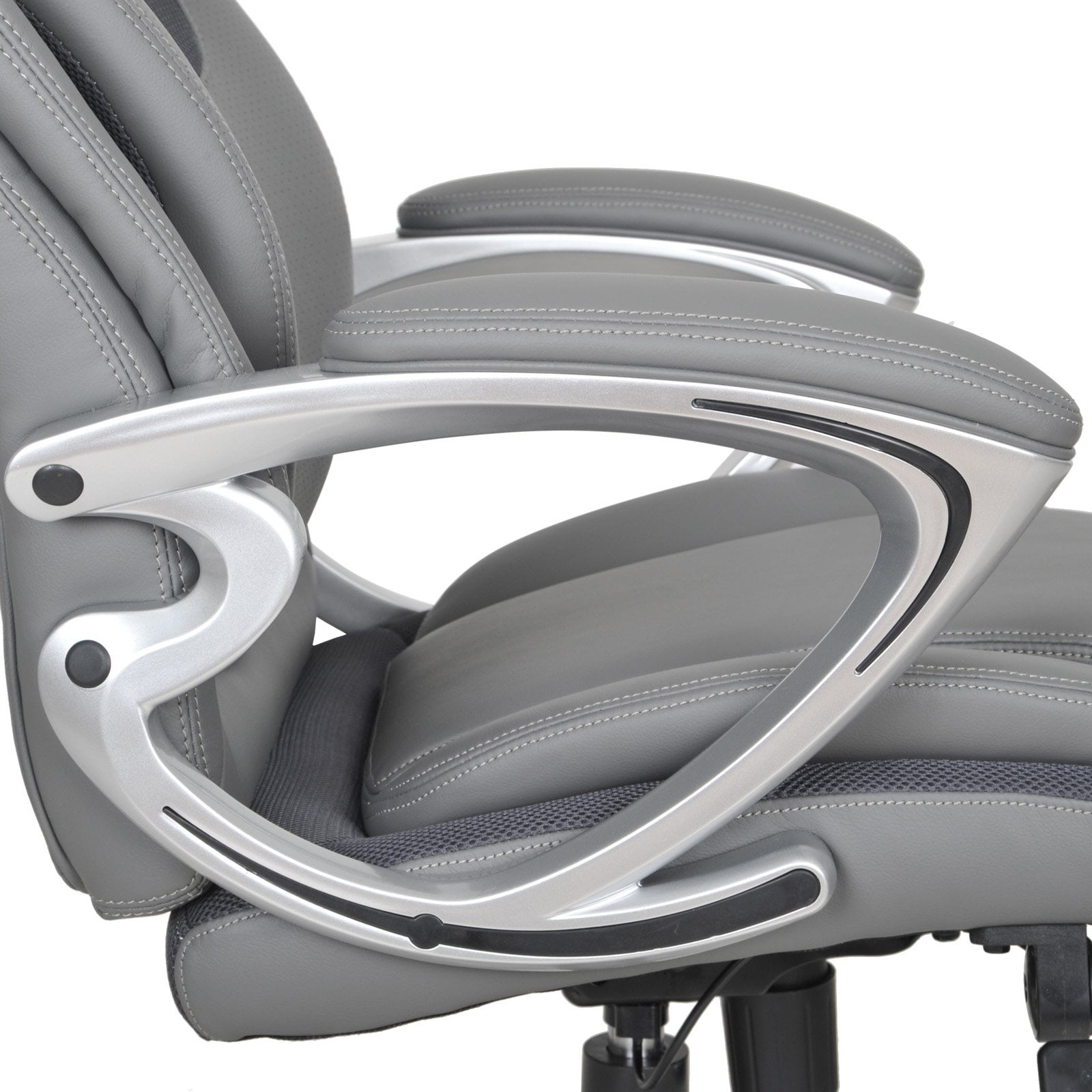 Serta Air Health Wellness Leather Executive Office Chair Light Grey