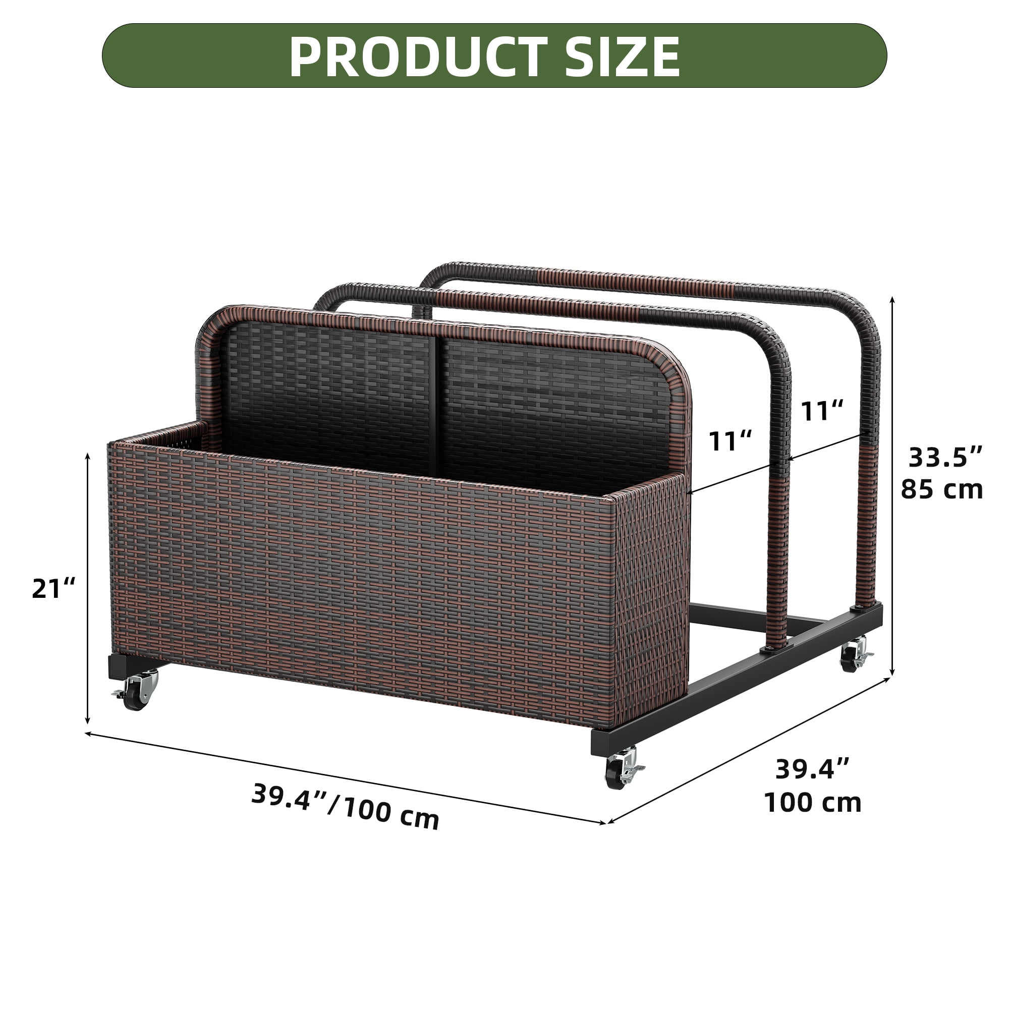 Uforic Outdoor Rattan Wicker Storage Cabinet, Rolling Organizer for Poolside, Patio, and Backyard, Brown